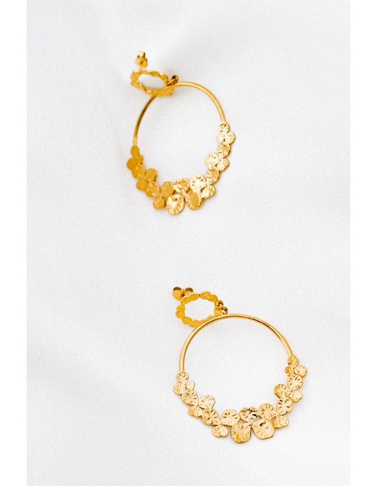 Boucles d'oreilles pensées dorées - Comptoir Doré