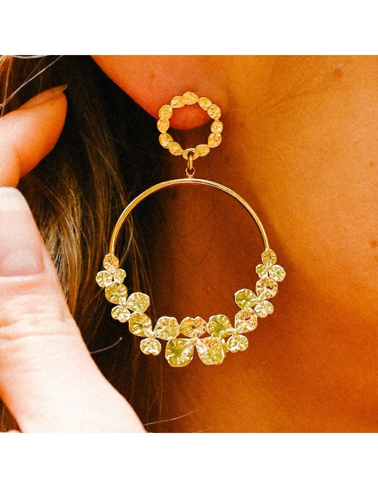 Boucles d'oreilles pensées dorées - Comptoir Doré