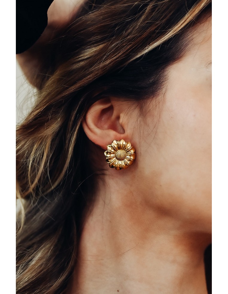 Boucles d'oreilles fleurs dorées Rosalie - Comptoir Doré