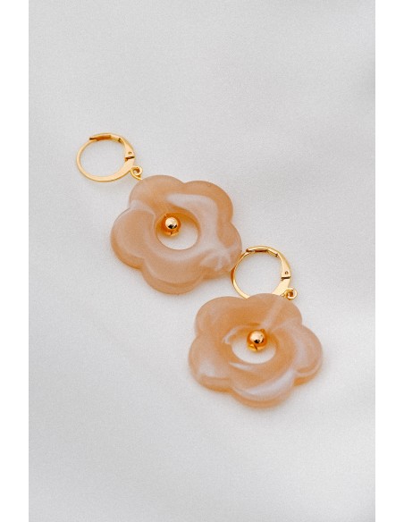 Boucles d'oreilles fleur résine colorée - Pam - Comptoir Doré