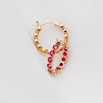 Boucles D'Oreilles Créoles En Alliage Doré - Poids 26g - Occasion Très Bon État - Pour Oreilles Percées
