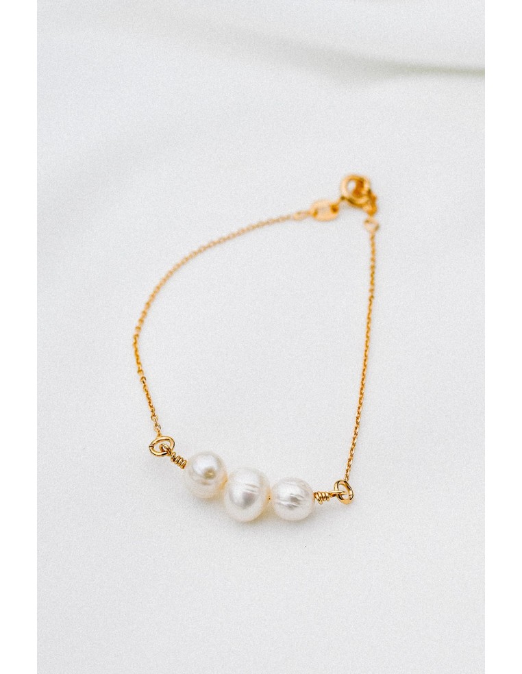 Bracelet plaqué or et perles d'eau douce - Comptoir Doré