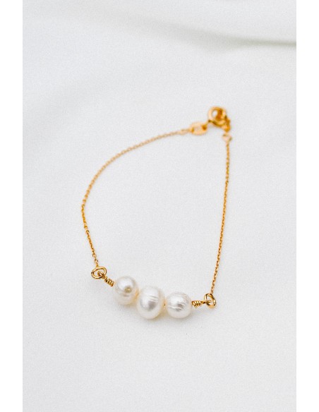 Bracelet plaqué or et perles d'eau douce - Comptoir Doré