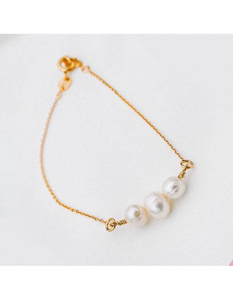 Bracelet plaqué or et perles d'eau douce - Comptoir Doré