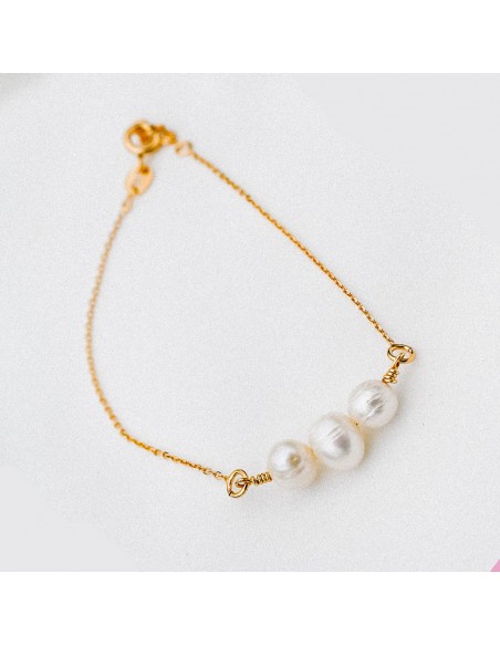 Bracelet plaqué or et perles d'eau douce - Comptoir Doré