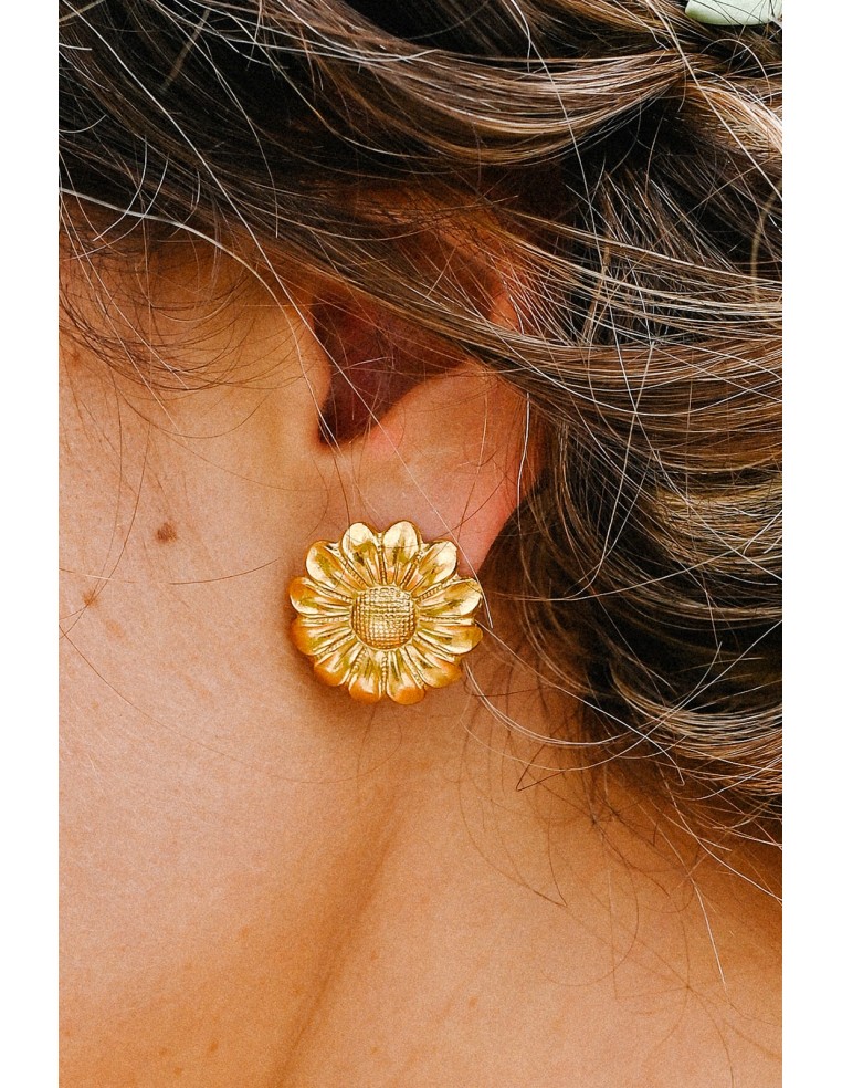 Boucles d'oreilles fleurs dorées Rosalie - Comptoir Doré