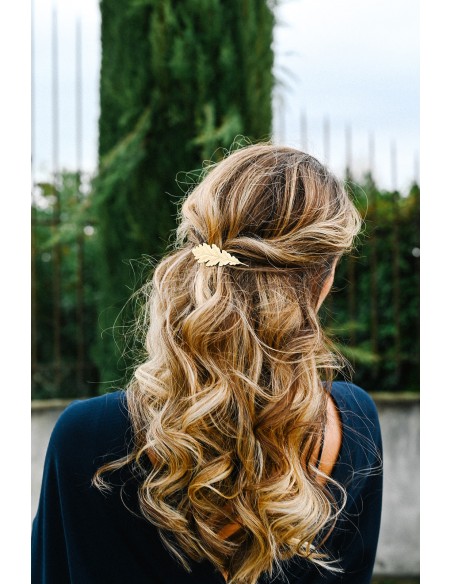 Barrette feuille chêne dorée Silvia - Comptoir Doré