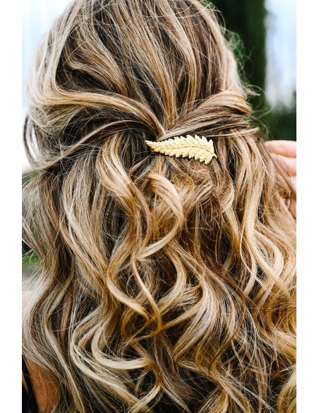 Barrette feuille dorée Tara - Comptoir Doré