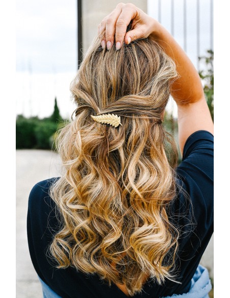 Barrette feuille dorée Tara - Comptoir Doré
