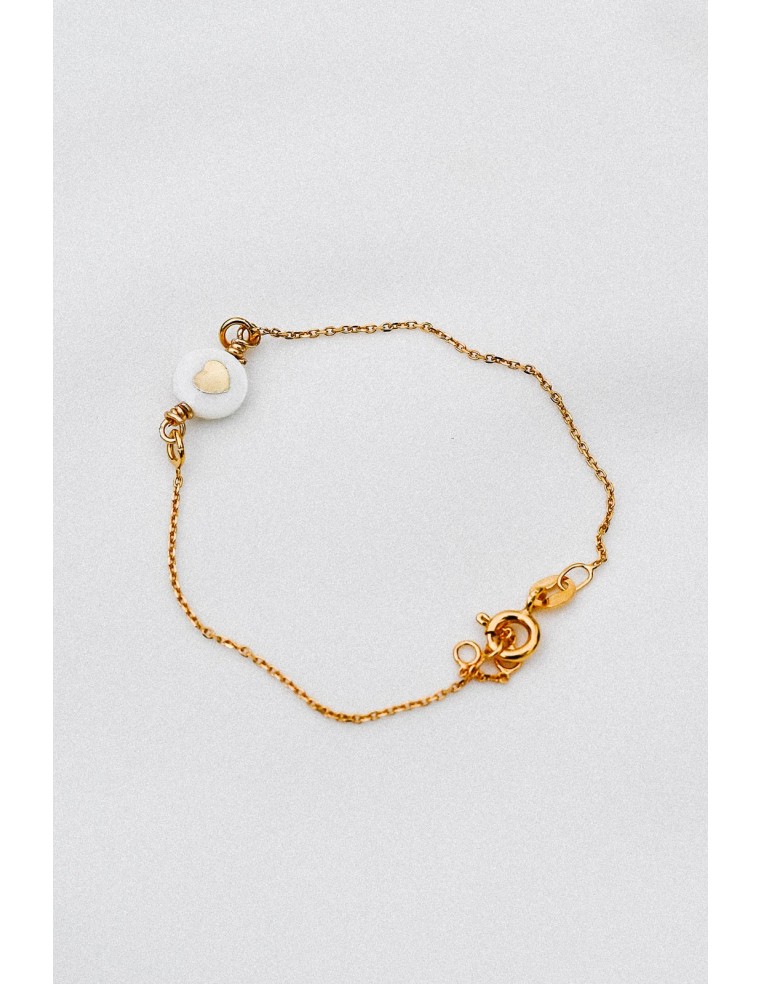 Bracelet plaqué or et perles coeur nacre - Comptoir Doré