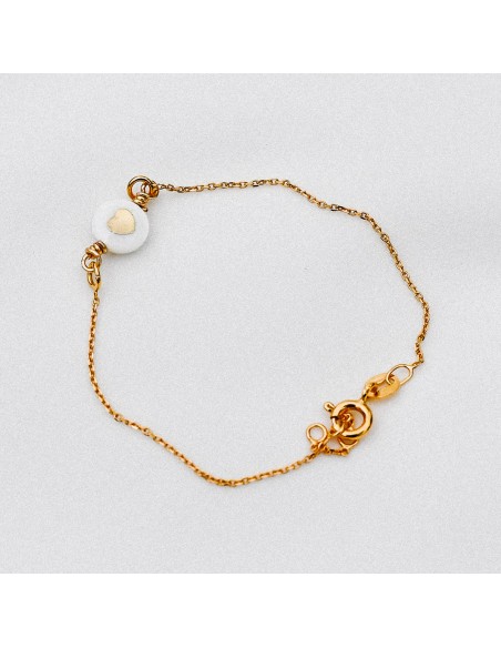 Bracelet plaqué or et perles coeur nacre - Comptoir Doré