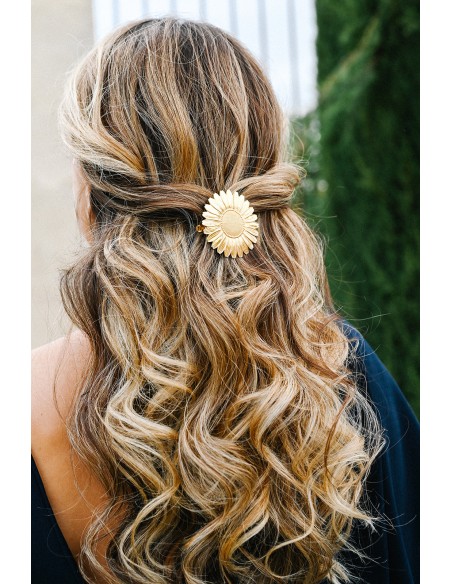 Barrette fleur marguerite dorée Margarita - Comptoir Doré