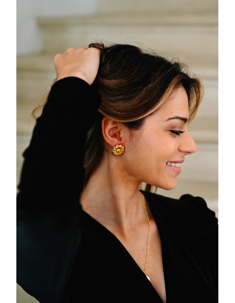 Boucles d'oreilles fleurs dorées Rosalie - Comptoir Doré