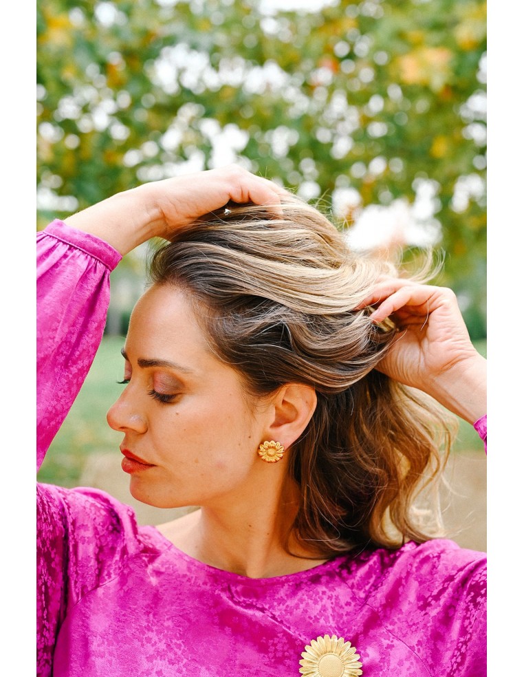 Boucles d'oreilles fleurs dorées Rosalie - Comptoir Doré