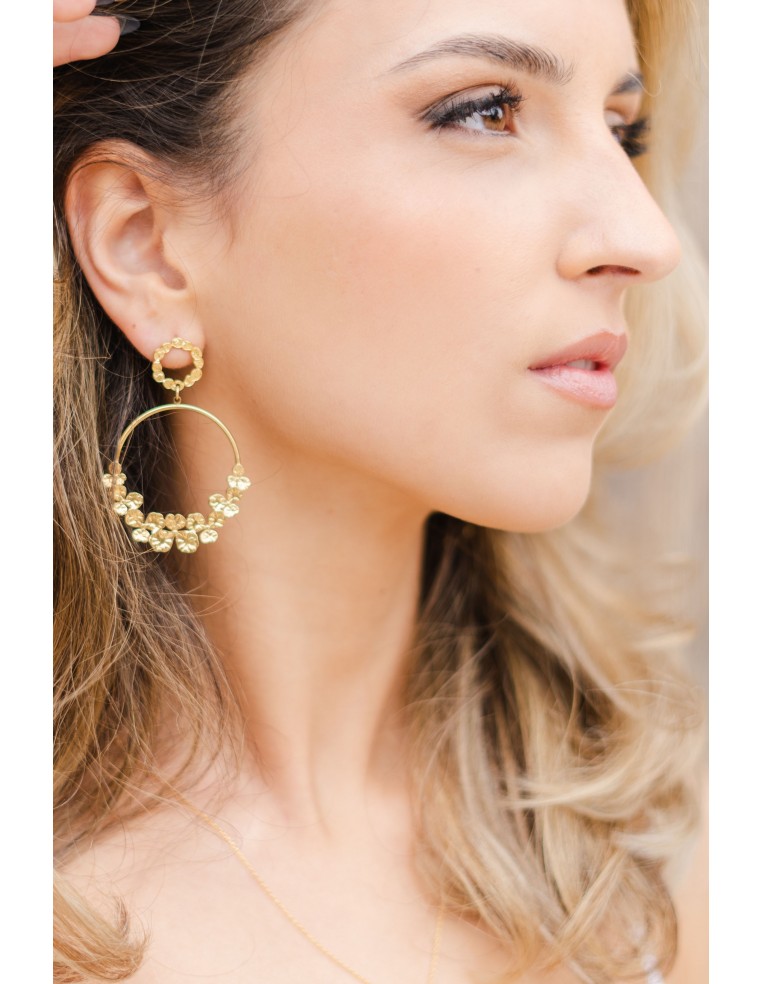 Boucles d'oreilles pensées dorées - Comptoir Doré