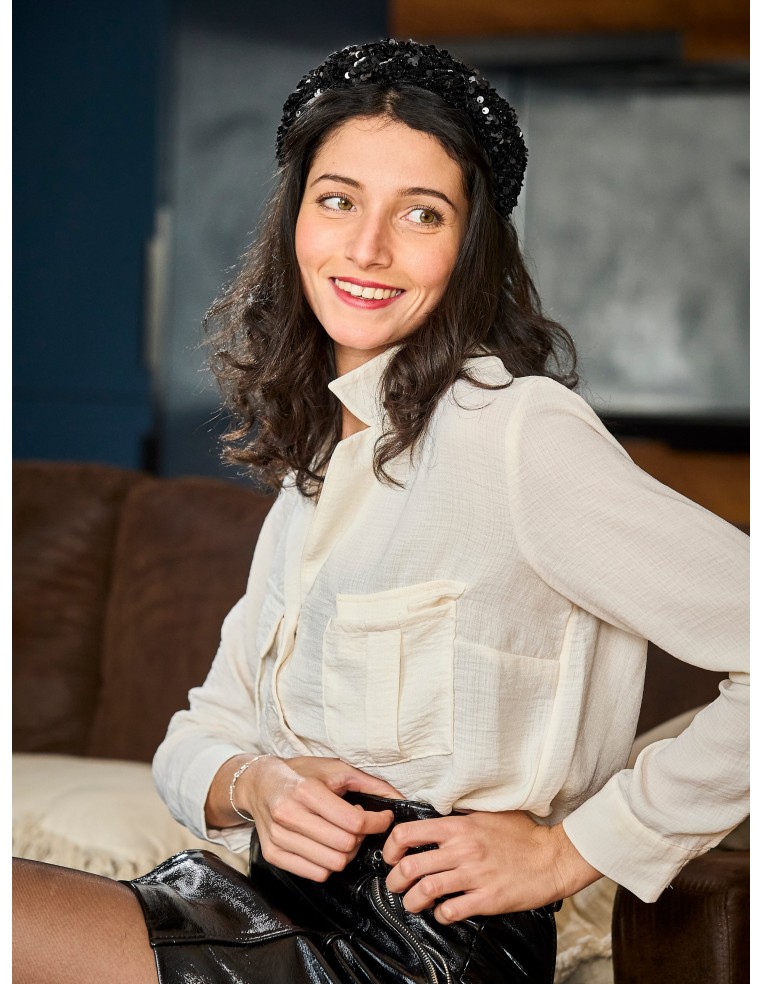 Serre-tête paillettes sequins noirs - L'Otarie Club - Comptoir Doré