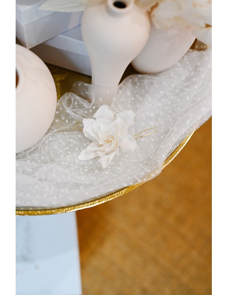 Pic à cheveux fleur blanche Gardenia - L'Atelier de Clotilde - Comptoir Doré