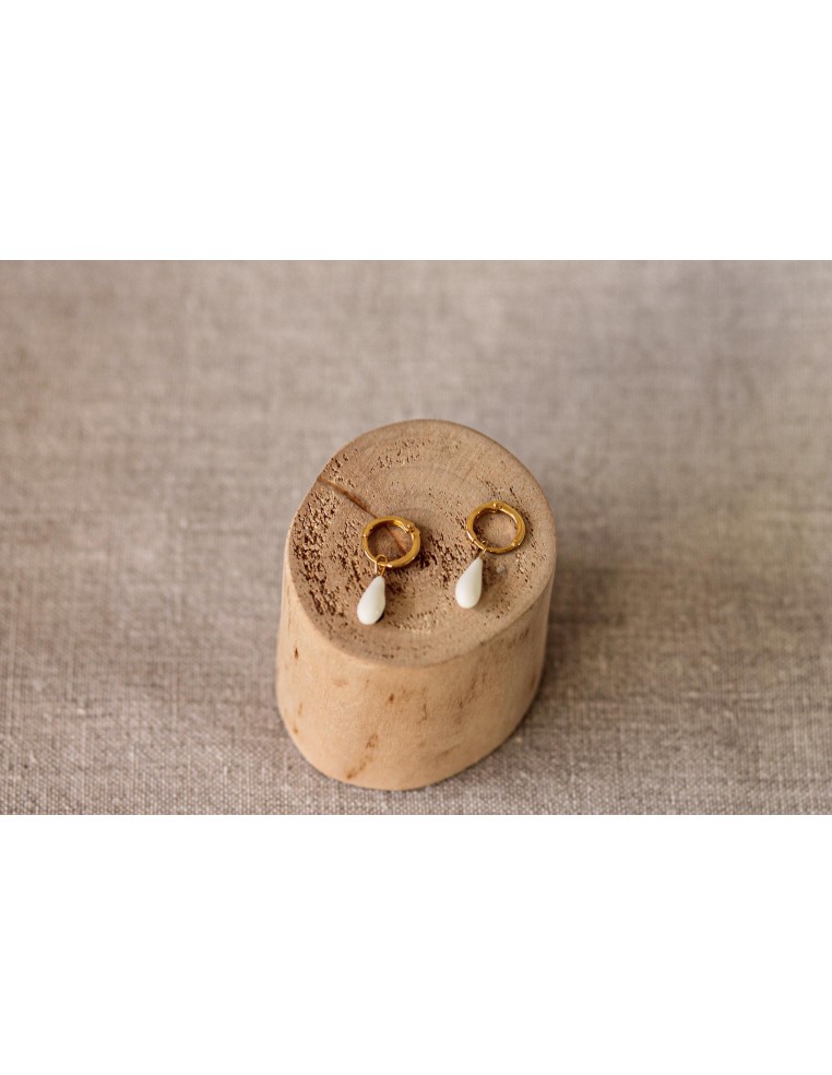 Boucles d'oreilles créoles porcelaine froide - Les Perles de la Bastide - Comptoir Doré