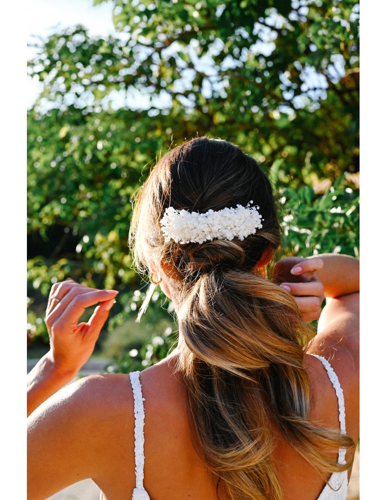 Peigne fleurs séchées mariée - L'Atelier de Clotilde - Comptoir Doré