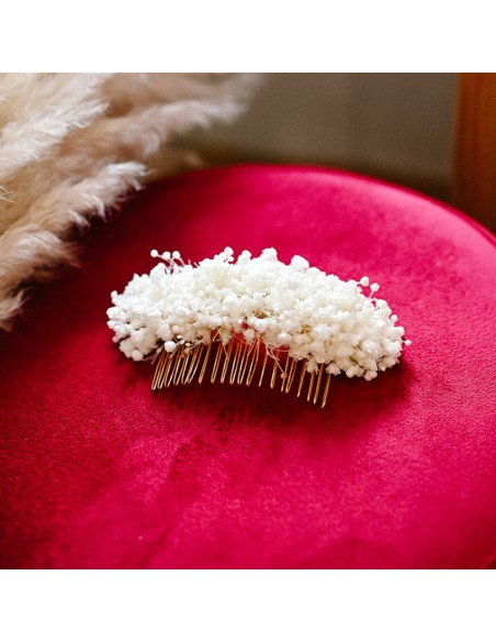 Peigne fleurs séchées mariée - L'Atelier de Clotilde - Comptoir Doré