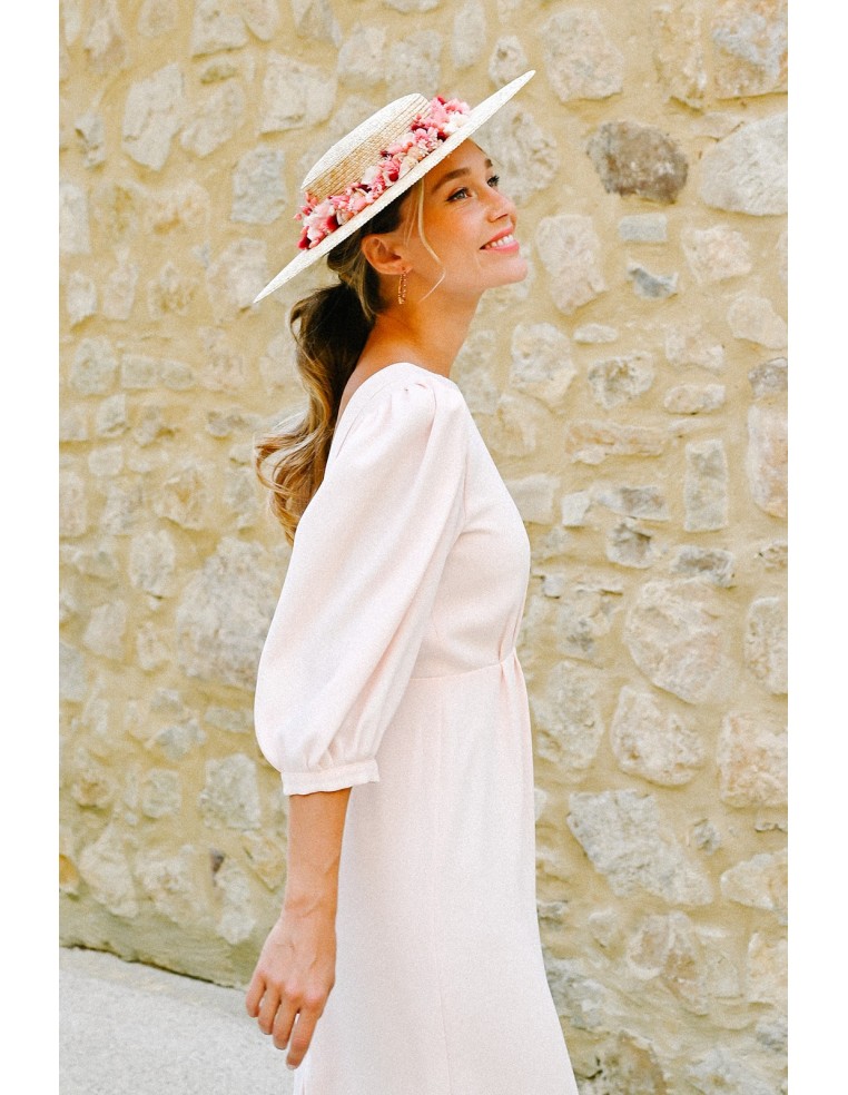 Chapeau de paille fleuri mariage Rosaline - Bellemond - Comptoir Doré