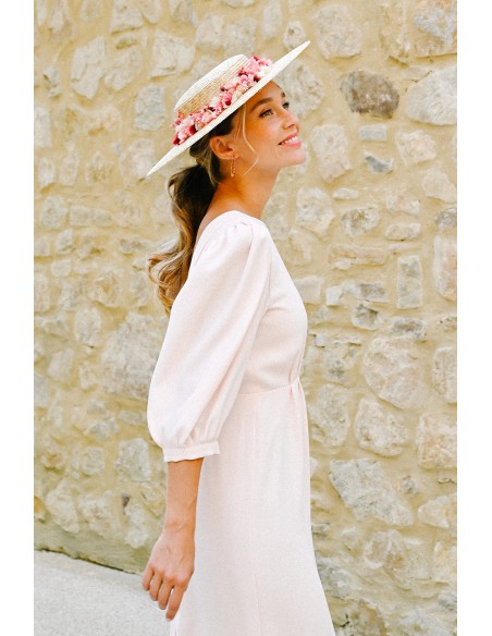 Chapeau de paille fleuri mariage Rosaline - Bellemond - Comptoir Doré