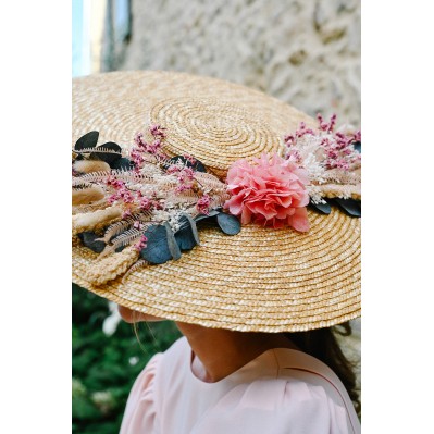 Capeline mariage paille & fleurs séchées - L'Atelier de Clotilde - Comptoir Doré 2