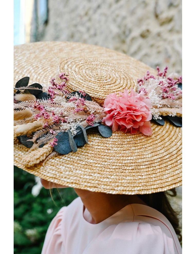 Capeline mariage paille & fleurs séchées - L'Atelier de Clotilde - Comptoir Doré