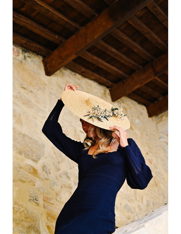 Capeline mariage paille & fleurs séchées - L'Atelier de Clotilde - Comptoir Doré