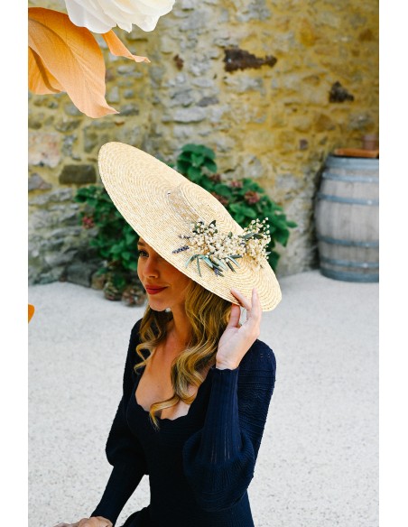 Capeline mariage paille & fleurs séchées - L'Atelier de Clotilde - Comptoir Doré