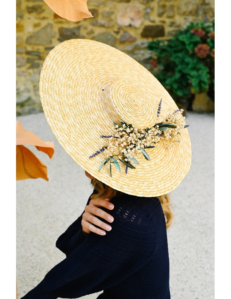 Capeline mariage paille & fleurs séchées - L'Atelier de Clotilde - Comptoir Doré