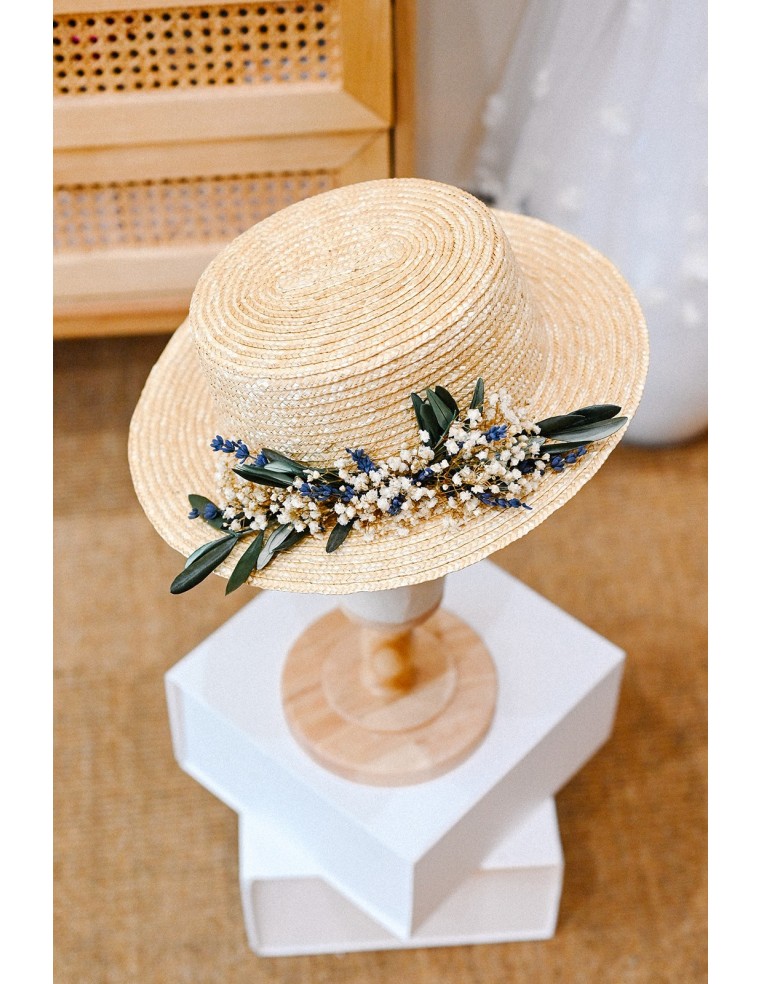 Canotier mariage paille & fleurs séchées - L'Atelier de Clotilde - Comptoir Doré