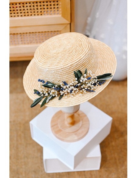 Canotier mariage paille & fleurs séchées - L'Atelier de Clotilde - Comptoir Doré