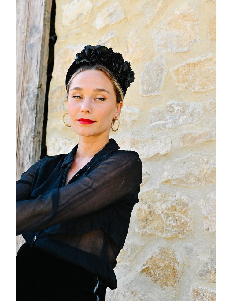 Serre tête velours et fleurs stabilisées - L'Atelier de Clotilde - Comptoir Doré