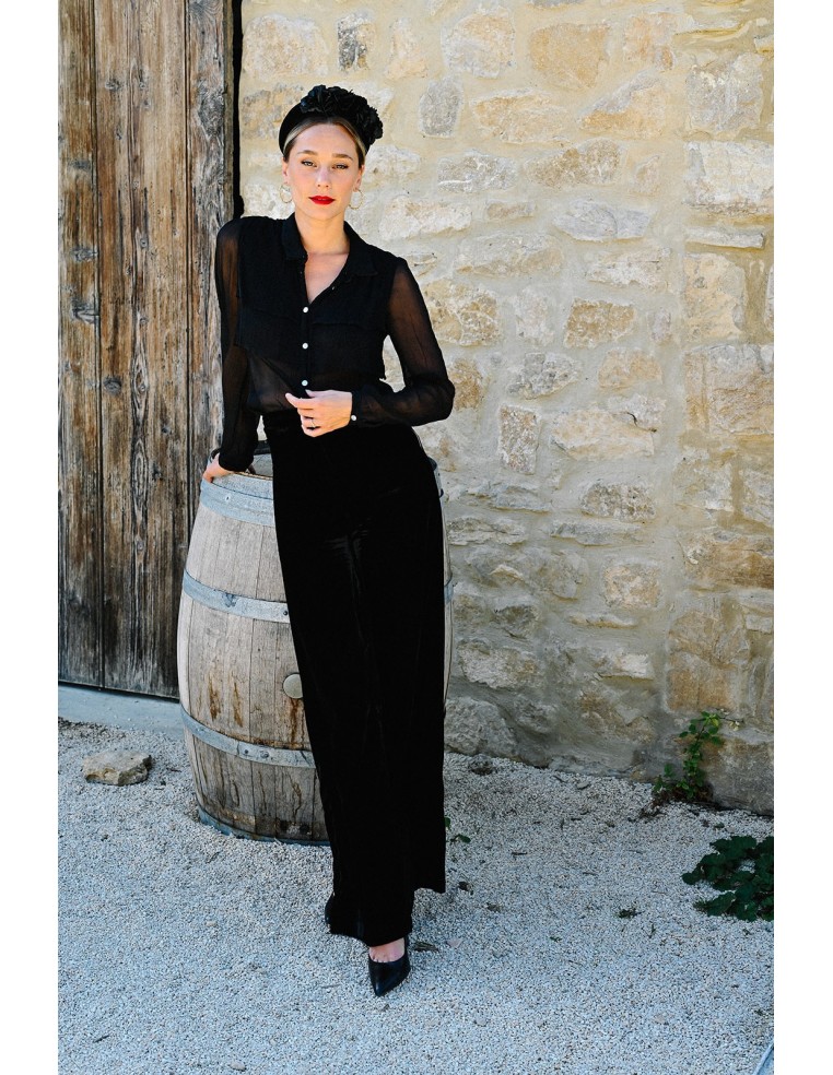 Serre tête velours et fleurs stabilisées - L'Atelier de Clotilde - Comptoir Doré