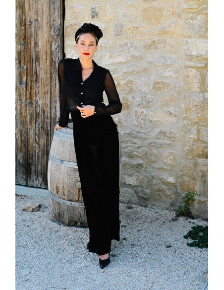 Serre tête velours et fleurs stabilisées - L'Atelier de Clotilde - Comptoir Doré