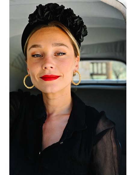 Serre tête velours et fleurs stabilisées - L'Atelier de Clotilde - Comptoir Doré