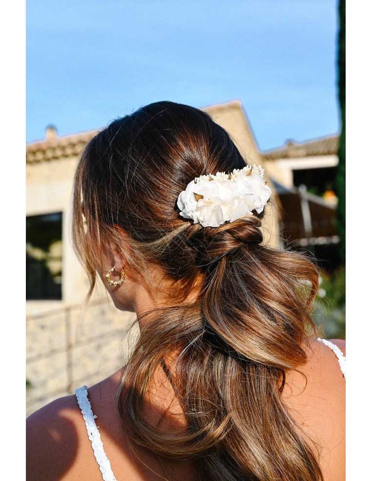 Peigne fleurs séchées blanc et doré - L'Atelier de Clotilde - Comptoir Doré