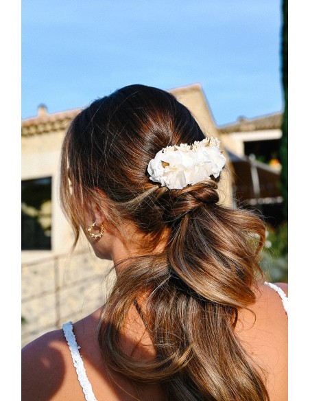 Peigne fleurs séchées blanc et doré - L'Atelier de Clotilde - Comptoir Doré
