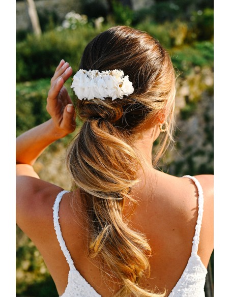 Peigne fleurs séchées blanc et doré - L'Atelier de Clotilde - Comptoir Doré