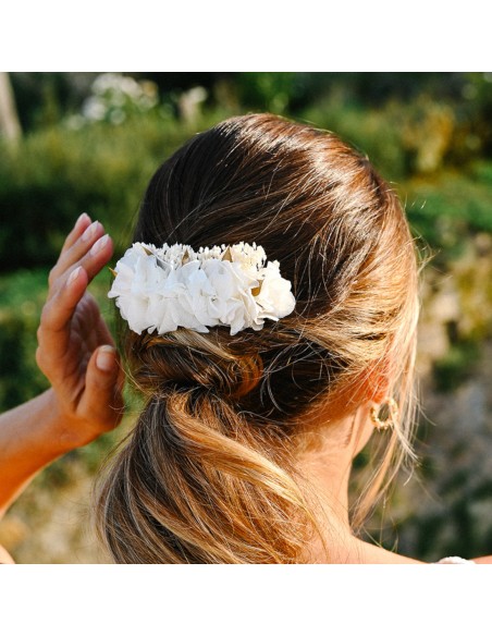Peigne fleurs séchées blanc et doré - L'Atelier de Clotilde - Comptoir Doré