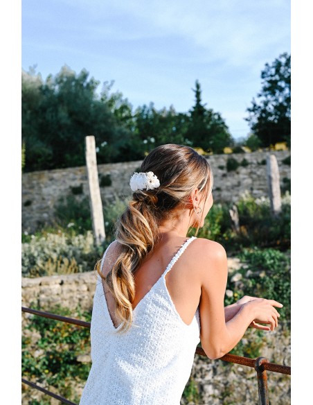 Peigne fleurs séchées blanc et doré - L'Atelier de Clotilde - Comptoir Doré