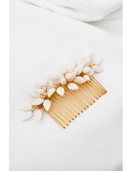 Peigne mariée porcelaine froide - Les Perles de la Bastide - Comptoir Doré