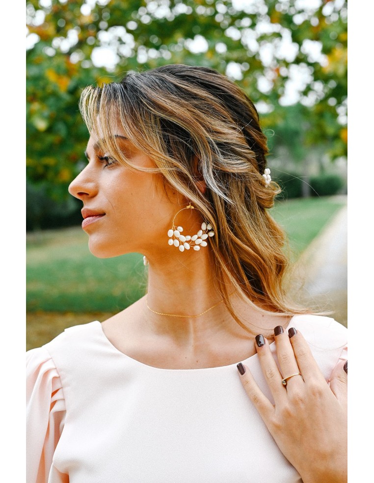 Boucles d'oreilles mariée porcelaine froide - Les Perles de la Bastide - Comptoir Doré