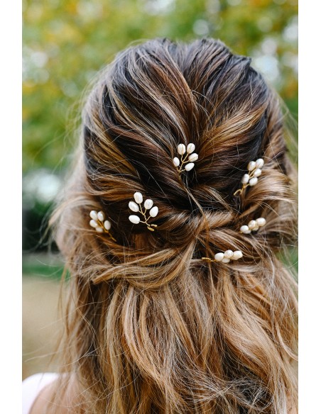 Epingles à cheveux porcelaine froide - Coraly T - Les perles de la Bastide