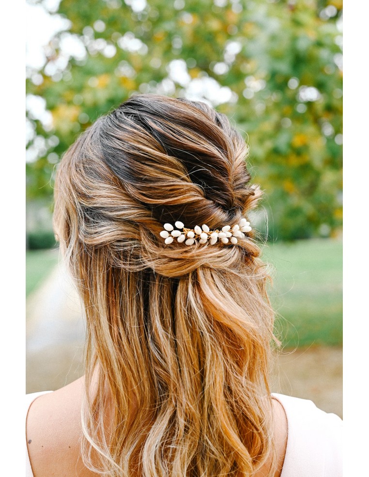 Peigne mariée porcelaine froide - Les Perles de la Bastide - Comptoir Doré