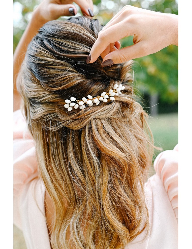 Peigne mariée porcelaine froide - Les Perles de la Bastide - Comptoir Doré