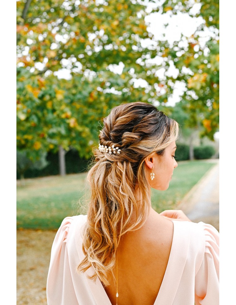 Peigne mariée porcelaine froide - Les Perles de la Bastide - Comptoir Doré