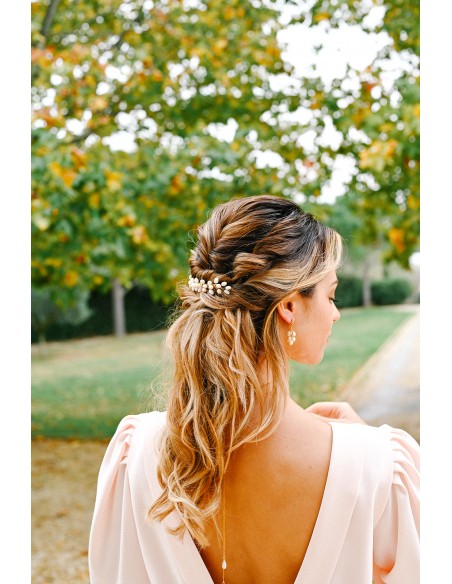 Peigne mariée porcelaine froide - Les Perles de la Bastide - Comptoir Doré