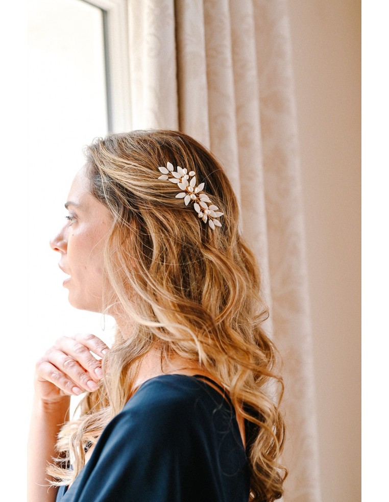 Peigne mariée porcelaine froide - Les Perles de la Bastide - Comptoir Doré